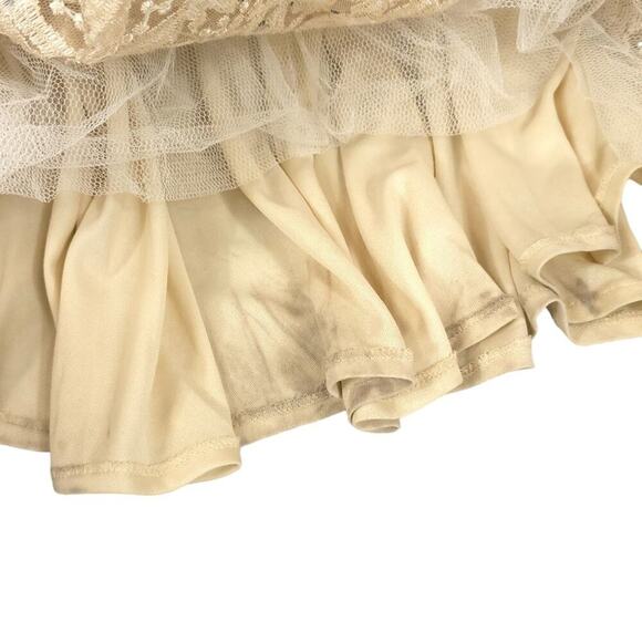 Mac Duggal Flutter Sleeve V-Neck Gown Ivory Nude Formal Maxi Beaded FLAWED - Picture 14 of 16